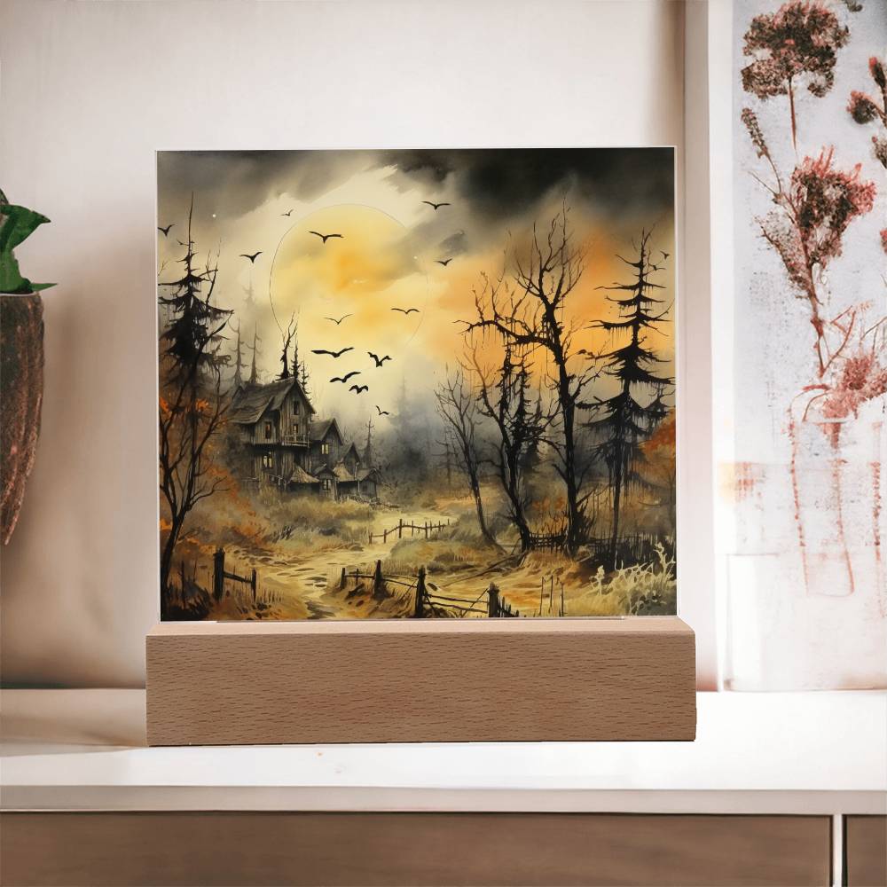 Frightful Forest: Premium Acrylic Halloween Mansion Acrylic Plaque Decor