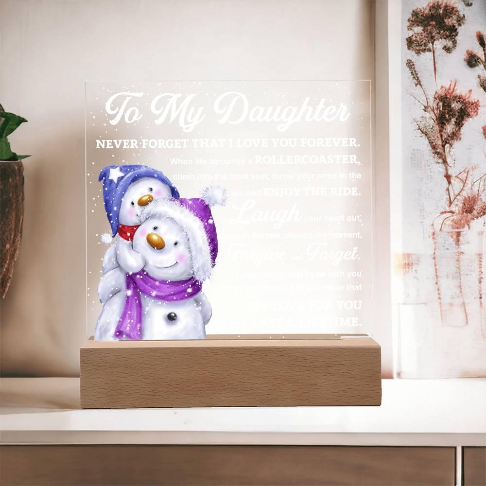 Daughter Gift - Enjoy The Ride Acrylic Square Plaque with LED Wooden Base