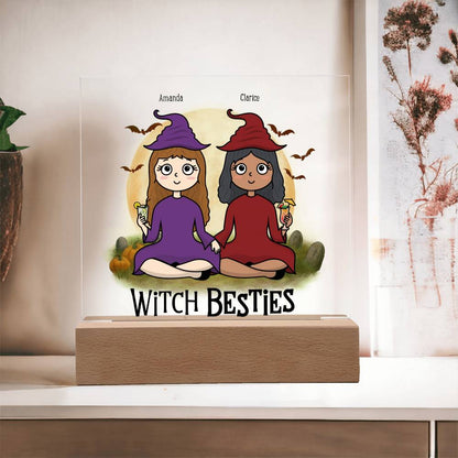 Witch Besties Personalized Best Friends Halloween Acrylic Plaque