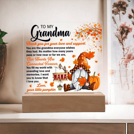 Grandma - Thank You for Your Love And Support Acrylic Square Plaque with LED Wooden Base