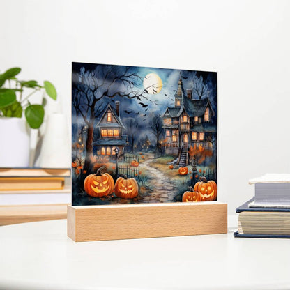 Moonlit Mansion: Spooky Acrylic Decor for Halloween Lovers