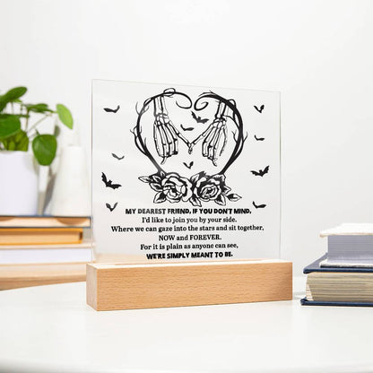 Soulmate Halloween - We Are Meant To Be - Acrylic Square Plaque with LED Wooden Base