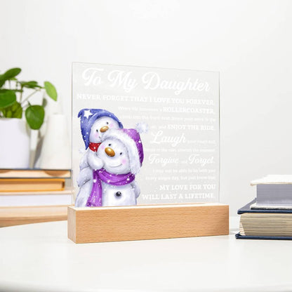 Daughter Gift - Enjoy The Ride Acrylic Square Plaque with LED Wooden Base