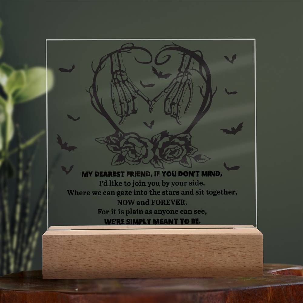 Soulmate Halloween - We Are Meant To Be - Acrylic Square Plaque with LED Wooden Base