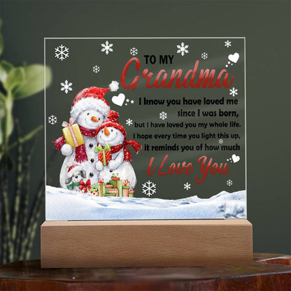 Grandma - Loved You My Whole Life Square Acrylic Plaque with Lighted LED Wooden Base