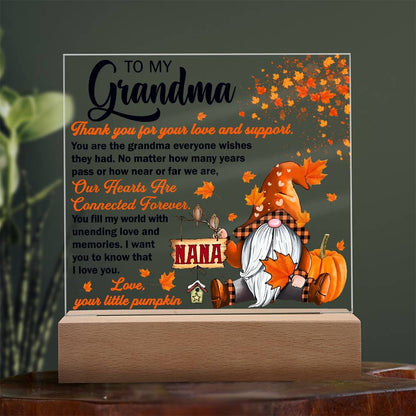 Grandma - Thank You for Your Love And Support Acrylic Square Plaque with LED Wooden Base