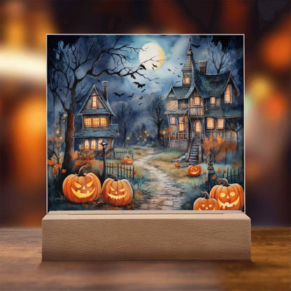 Moonlit Mansion: Spooky Acrylic Decor for Halloween Lovers