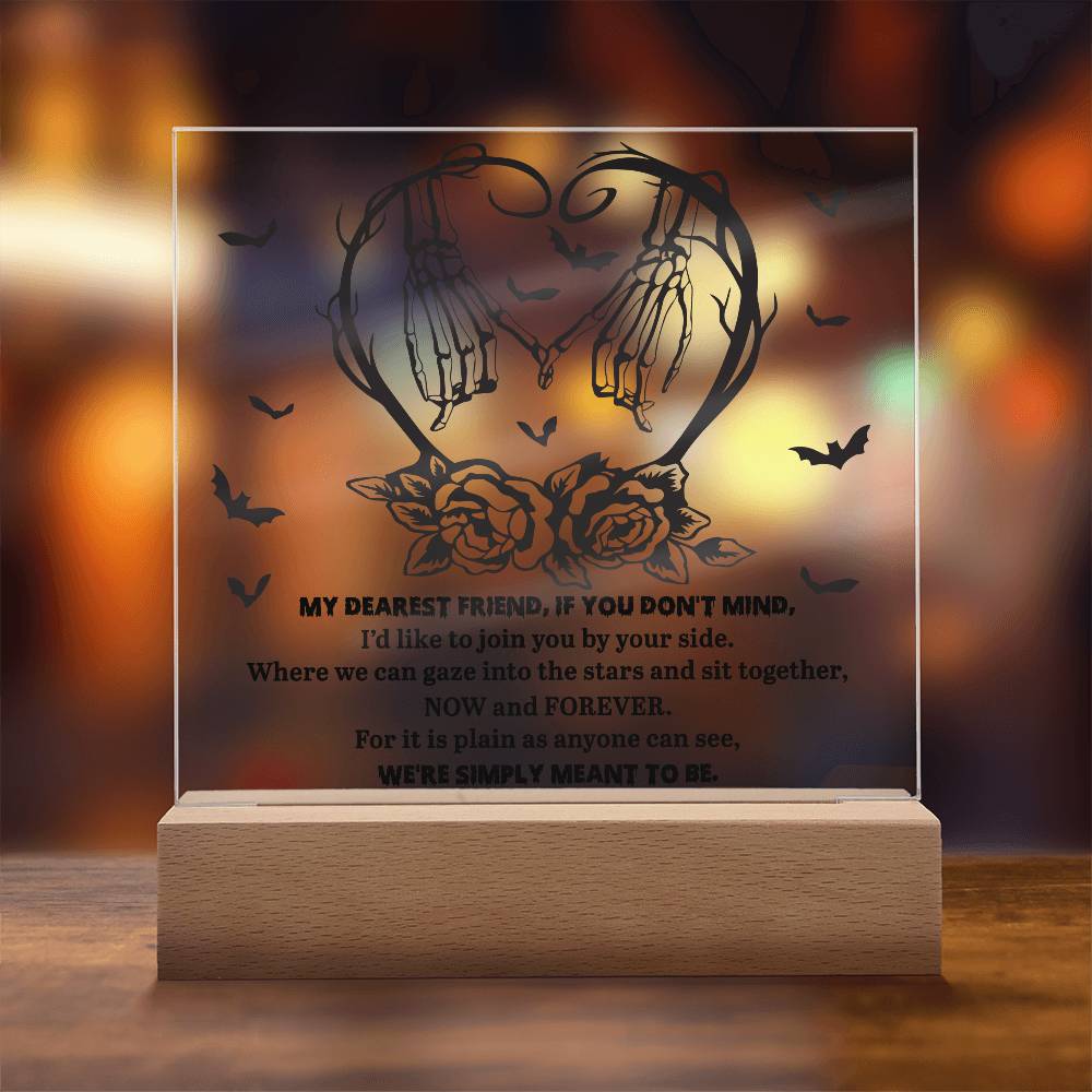 Soulmate Halloween - We Are Meant To Be - Acrylic Square Plaque with LED Wooden Base