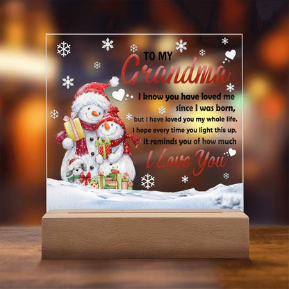 Grandma - Loved You My Whole Life Square Acrylic Plaque with Lighted LED Wooden Base