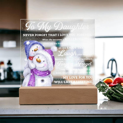 Daughter Gift - Enjoy The Ride Acrylic Square Plaque with LED Wooden Base