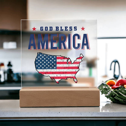 God Bless America Patriotic Acrylic Plaque