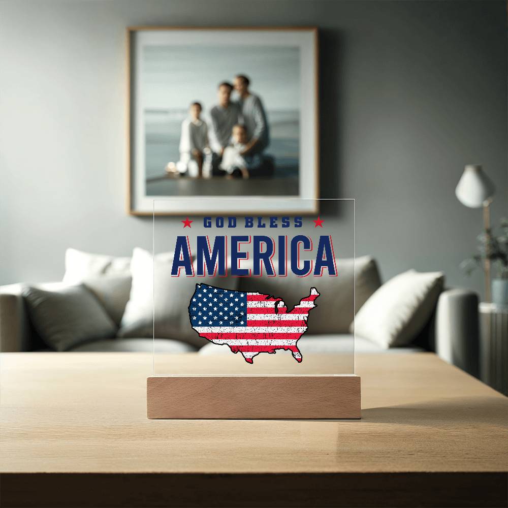 God Bless America Patriotic Acrylic Plaque