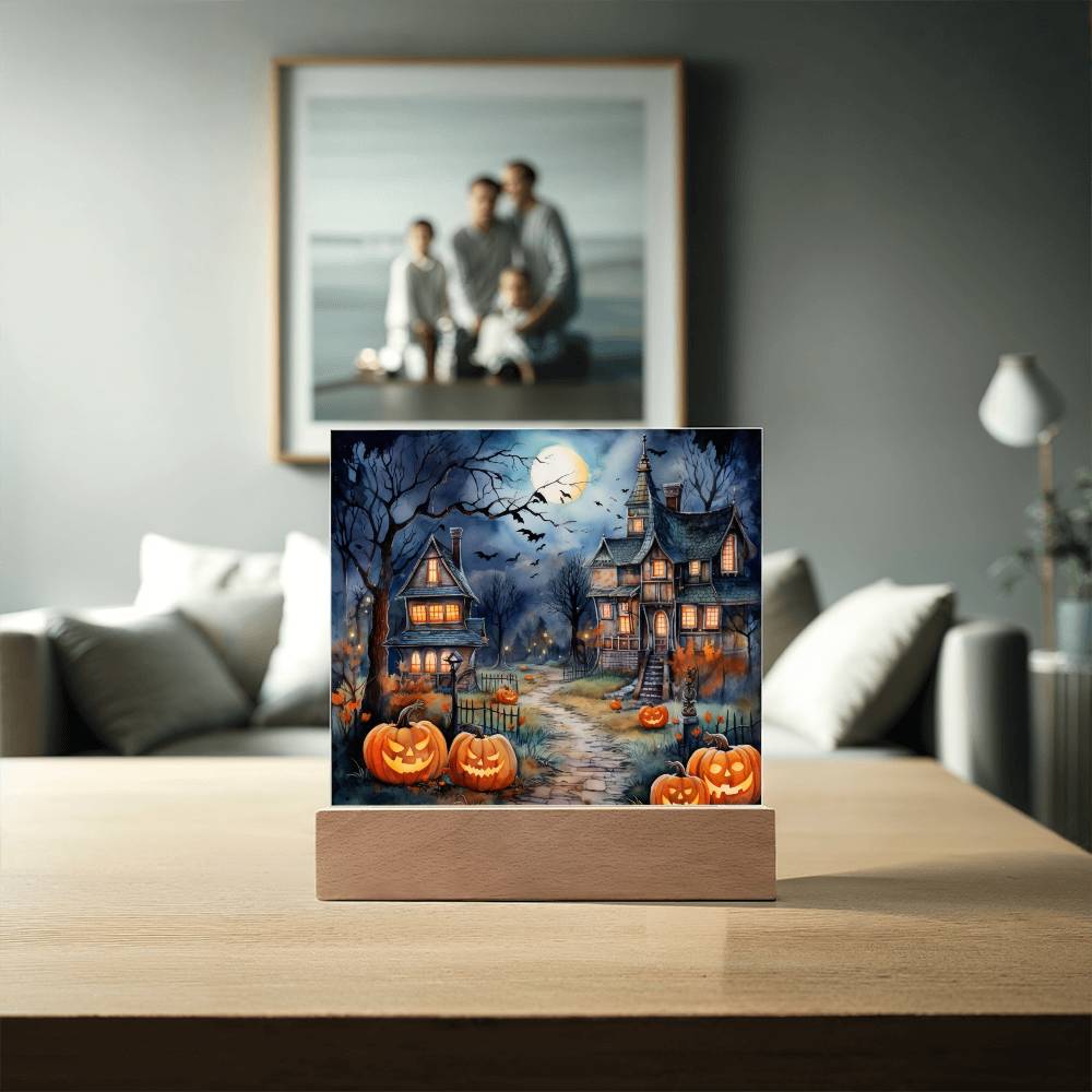 Moonlit Mansion: Spooky Acrylic Decor for Halloween Lovers