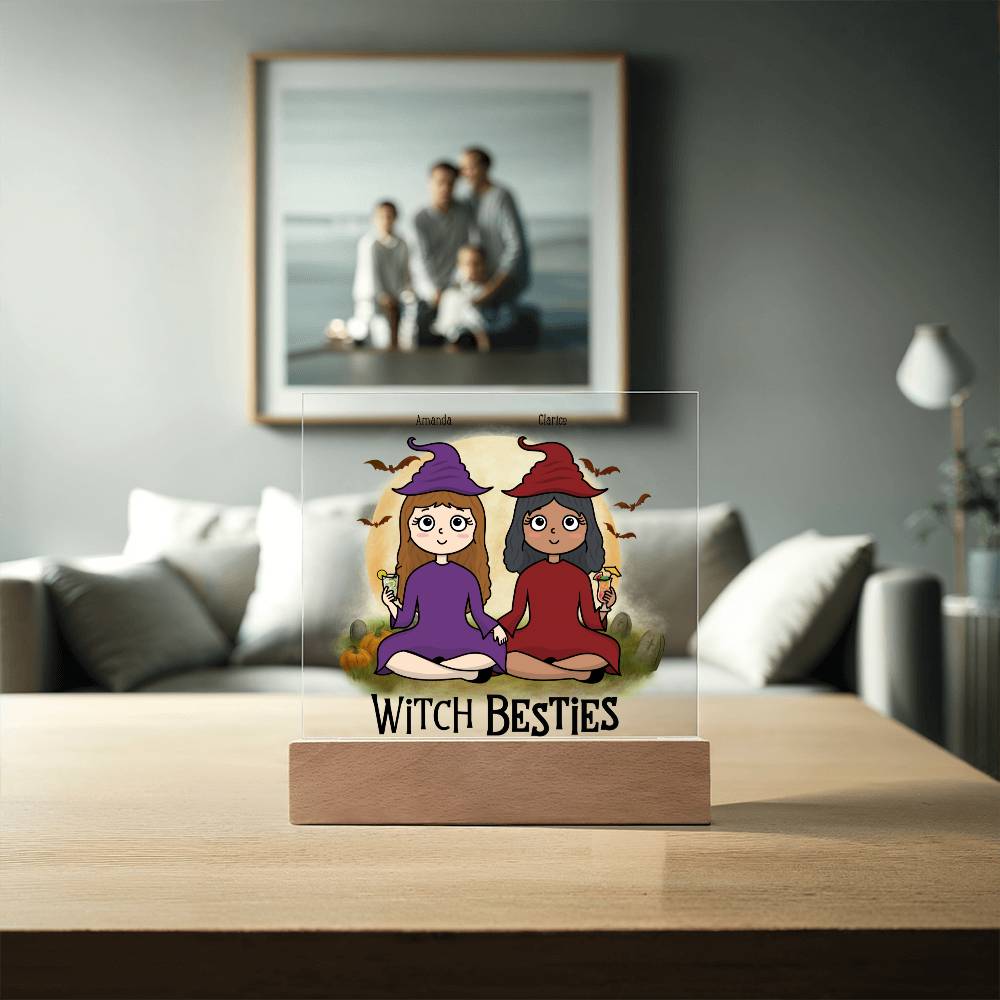 Witch Besties Personalized Best Friends Halloween Acrylic Plaque