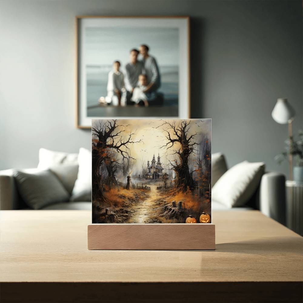 Witching Manor: Halloween's Spooktacular Acrylic Plaque