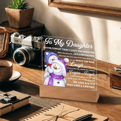 Daughter Gift - Enjoy The Ride Acrylic Square Plaque with LED Wooden Base