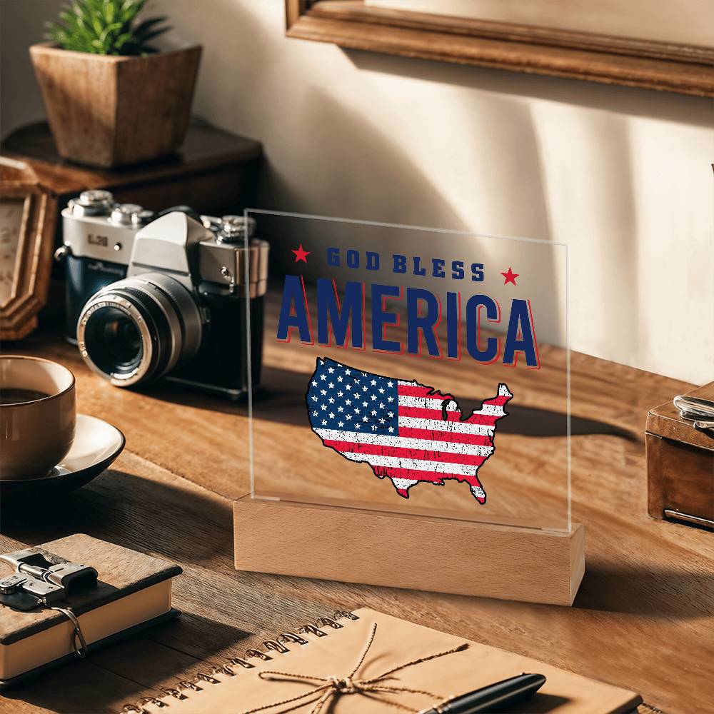 God Bless America Patriotic Acrylic Plaque