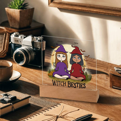 Witch Besties Personalized Best Friends Halloween Acrylic Plaque