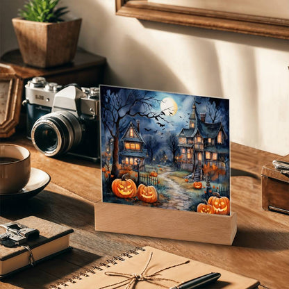 Moonlit Mansion: Spooky Acrylic Decor for Halloween Lovers