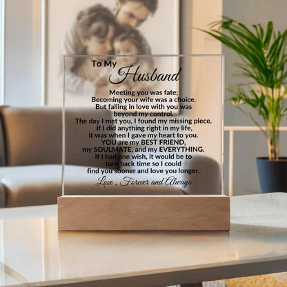 Heartfelt Gift for Husband - You are my Best Friend, My Soulmate, My Everything Anniversary Birthday Valentine Engraved Acrylic Plaque