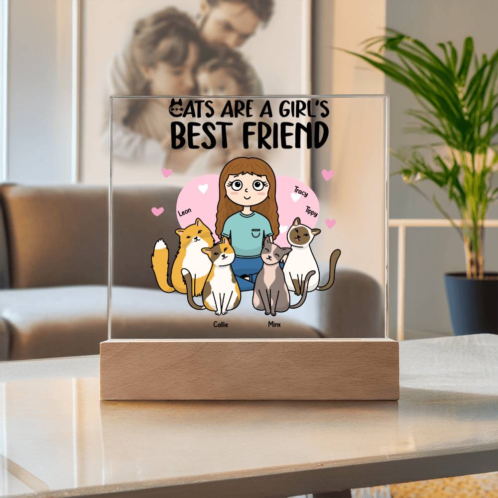 Cats are a Girl's Bet Friend Personalized Acrylic Plaque