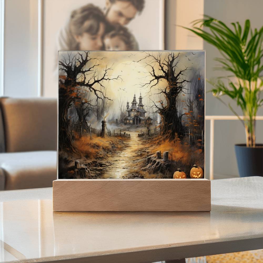 Witching Manor: Halloween's Spooktacular Acrylic Plaque