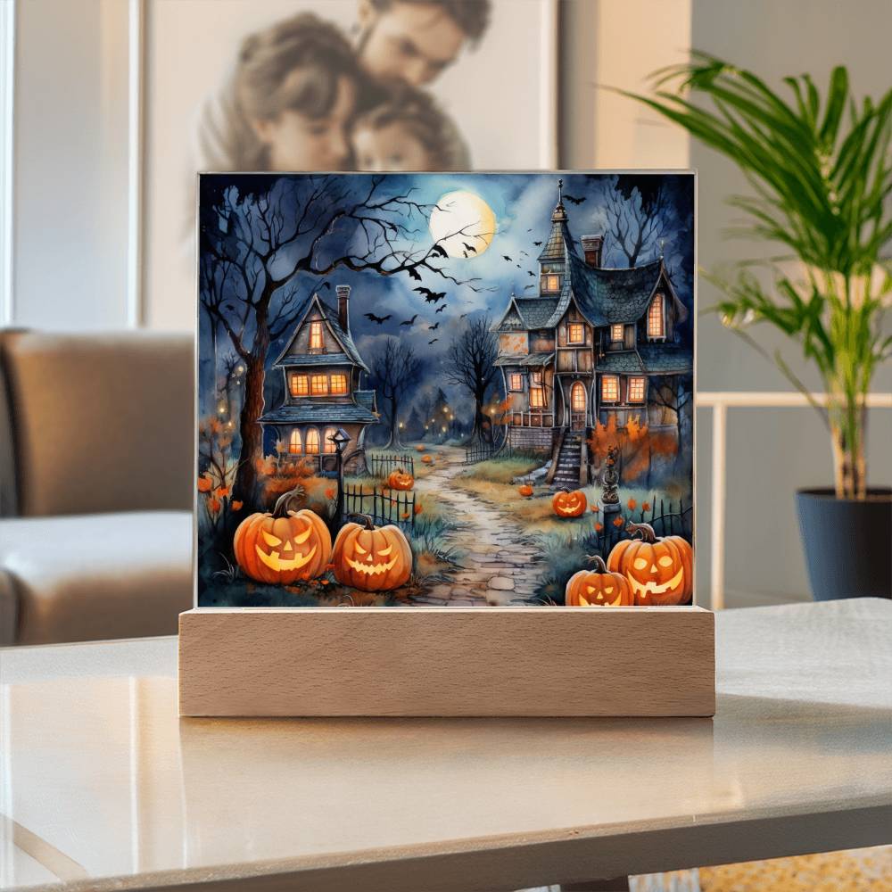 Moonlit Mansion: Spooky Acrylic Decor for Halloween Lovers