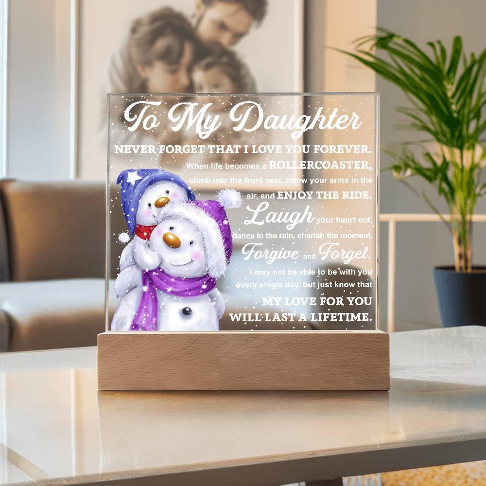 Daughter Gift - Enjoy The Ride Acrylic Square Plaque with LED Wooden Base