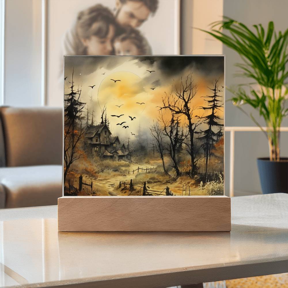 Frightful Forest: Premium Acrylic Halloween Mansion Acrylic Plaque Decor