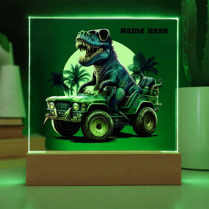 Dinosaur Monster Truck Personalized Acrylic Plaque Nightlight