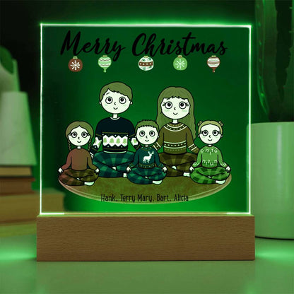 Christmas Family Portrait Personalized Square Acrylic Plaque