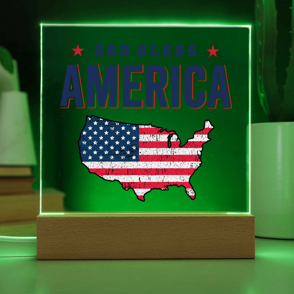 God Bless America Patriotic Acrylic Plaque