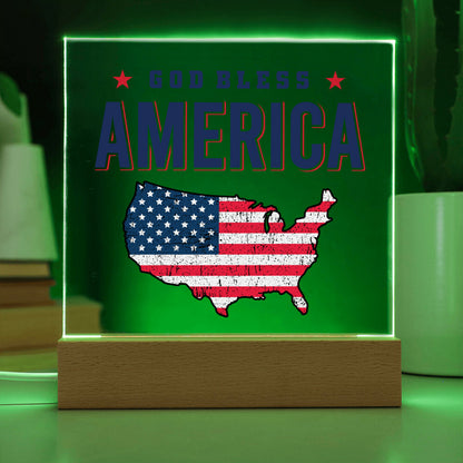 God Bless America Patriotic Acrylic Plaque