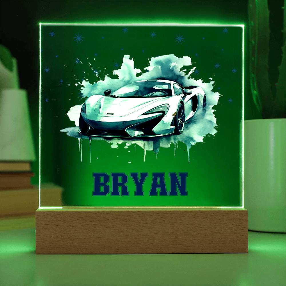 Personalized Sports Car Acrylic Plaque - Nightlight Room Decor