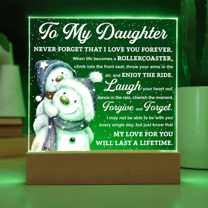 Daughter Gift - Enjoy The Ride Acrylic Square Plaque with LED Wooden Base