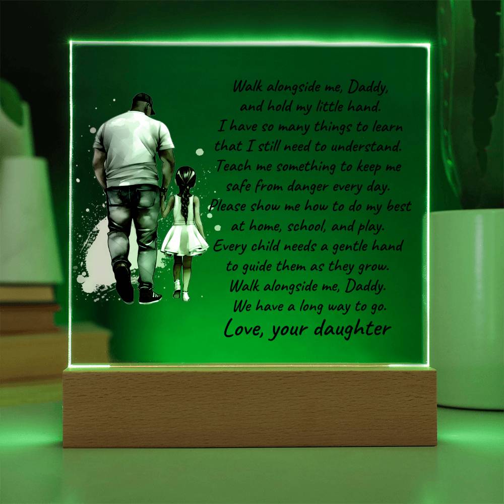 Black Father and Daughter Walk with Me Daddy Personalized Acrylic Plaque