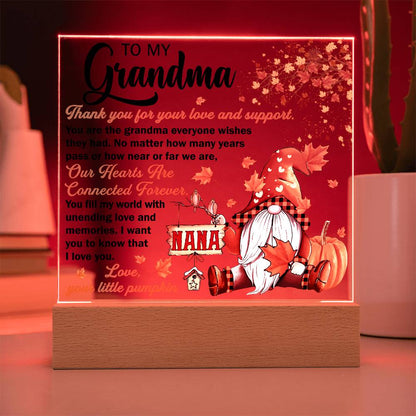 Grandma - Thank You for Your Love And Support Acrylic Square Plaque with LED Wooden Base