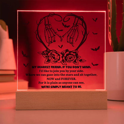 Soulmate Halloween - We Are Meant To Be - Acrylic Square Plaque with LED Wooden Base