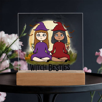 Witch Besties Personalized Best Friends Halloween Acrylic Plaque