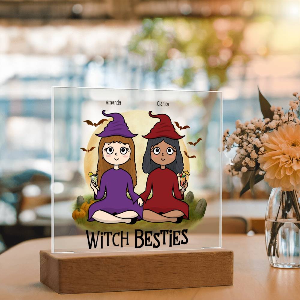 Witch Besties Personalized Best Friends Halloween Acrylic Plaque