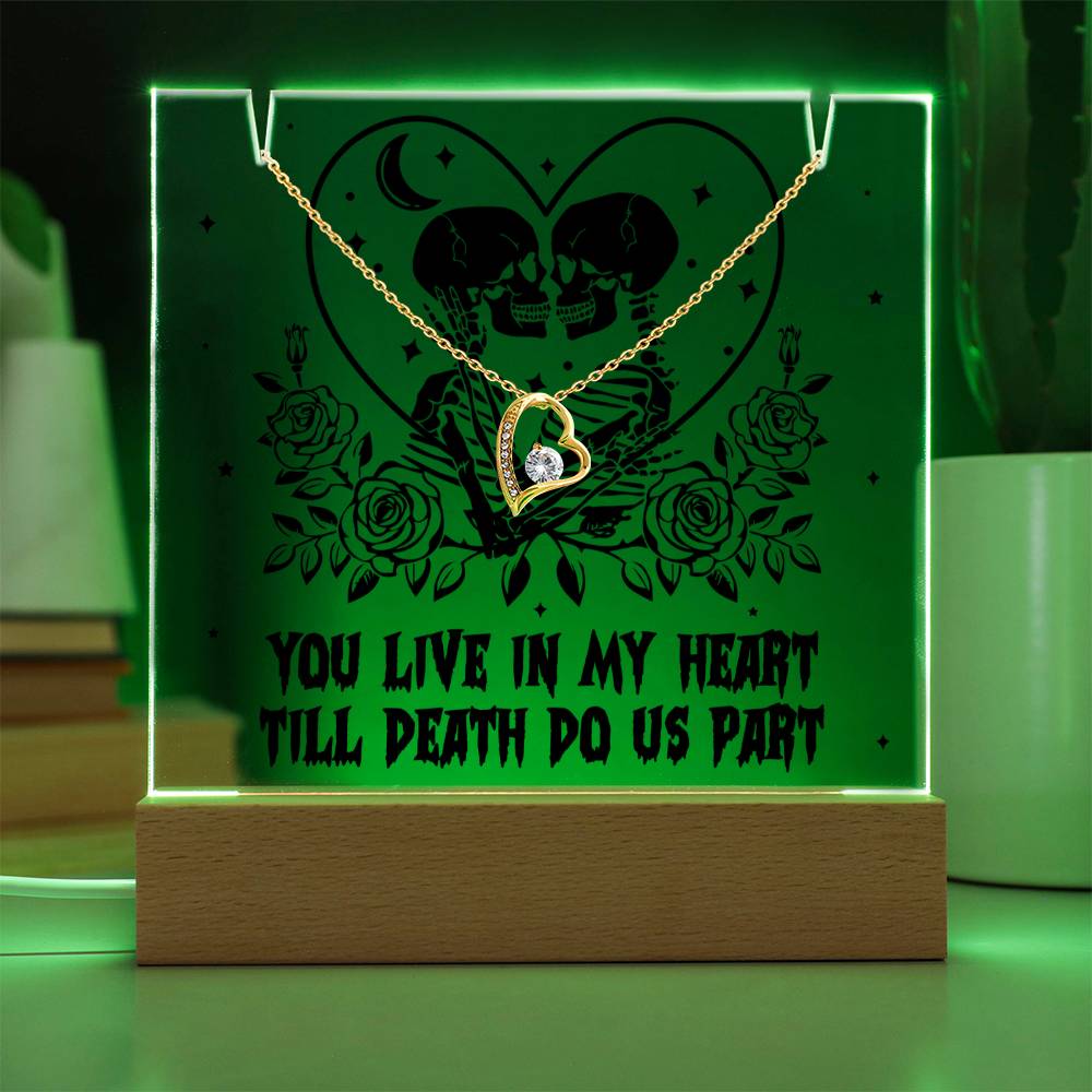 Gift for Soulmate, Wife - You live in my Heart till Death Do Us Part - Forever Love Necklace with Acrylic Plaque