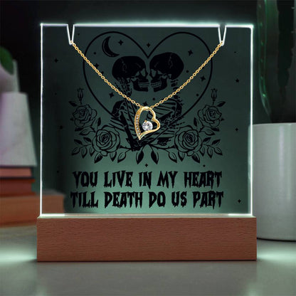 Gift for Soulmate, Wife - You live in my Heart till Death Do Us Part - Forever Love Necklace with Acrylic Plaque