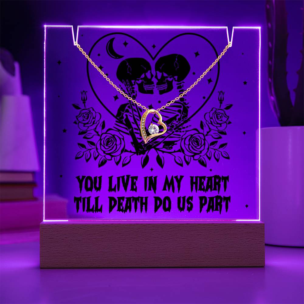 Gift for Soulmate, Wife - You live in my Heart till Death Do Us Part - Forever Love Necklace with Acrylic Plaque