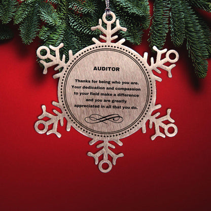 Auditor Snowflake Ornament - Thanks for being who you are - Birthday Christmas Tree Gifts Coworkers Colleague Boss - Mallard Moon Gift Shop