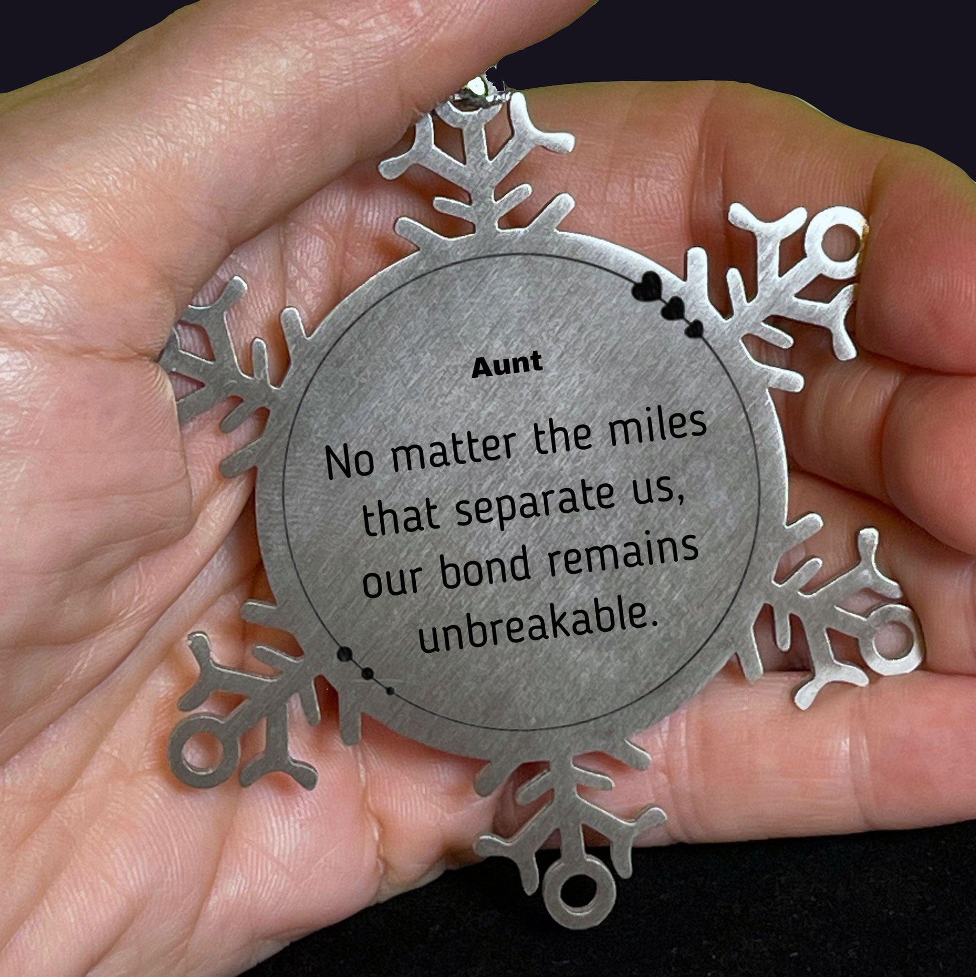 Aunt Long Distance Relationship Gifts, No matter the miles that separate us, Cute Love Snowflake Ornament For Aunt, Birthday Christmas Unique Gifts For Aunt - Mallard Moon Gift Shop