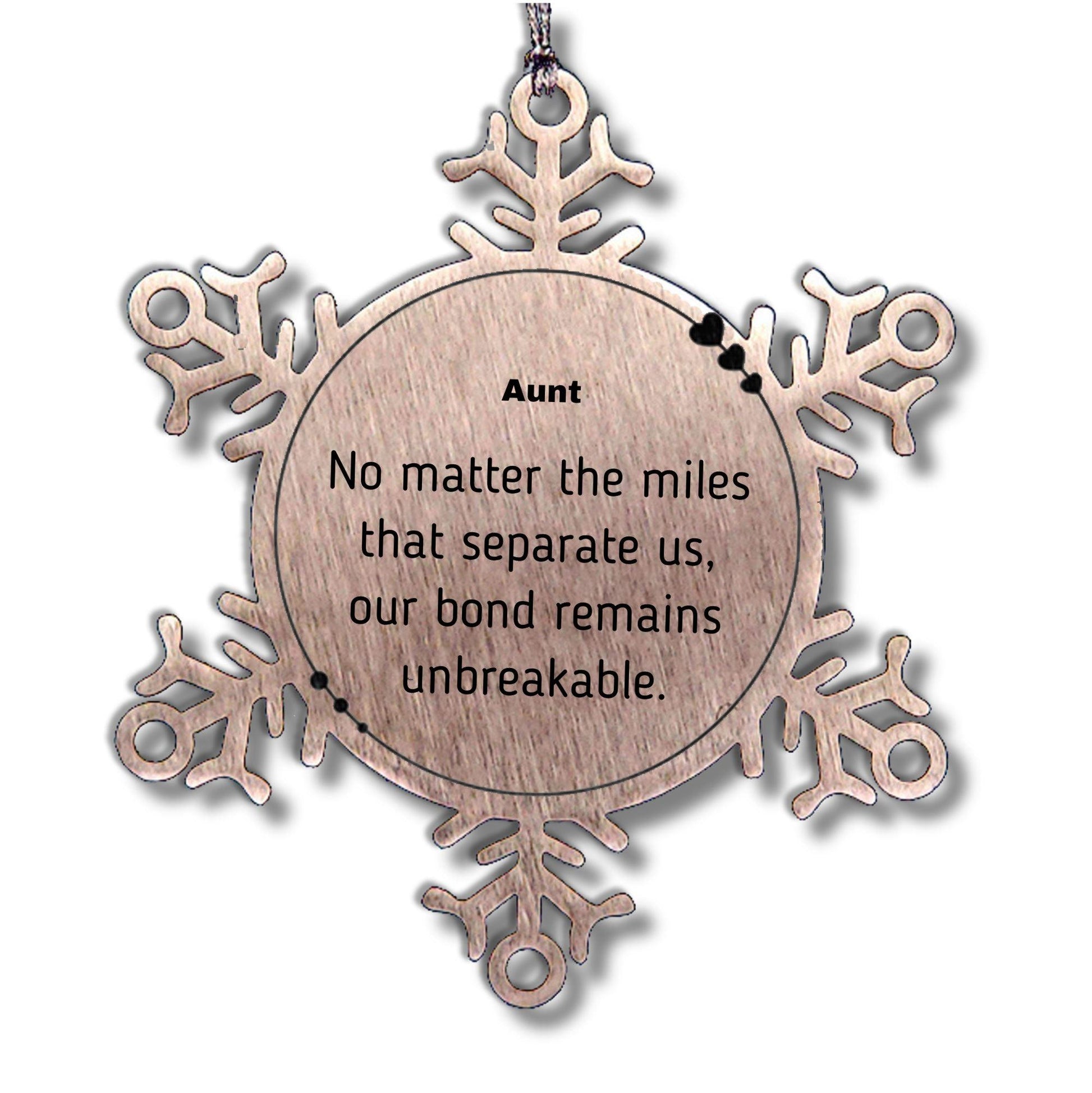 Aunt Long Distance Relationship Gifts, No matter the miles that separate us, Cute Love Snowflake Ornament For Aunt, Birthday Christmas Unique Gifts For Aunt - Mallard Moon Gift Shop