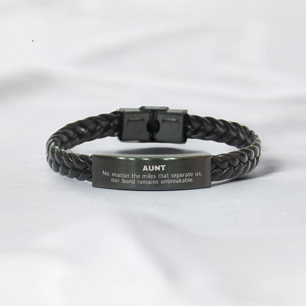 Aunt Long Distance Relationship No matter the miles that separate us, Our Bond Remains Unbreakable Braided Leather Bracelet Birthday Graduation Christmas Unique Gifts - Mallard Moon Gift Shop