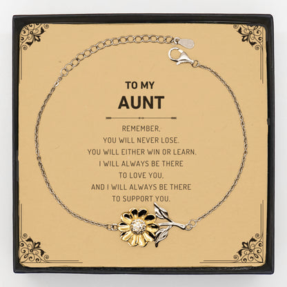 Aunt Gifts, To My Aunt Remember, you will never lose. You will either WIN or LEARN, Keepsake Sunflower Bracelet Birthday Christmas Gifts Ideas