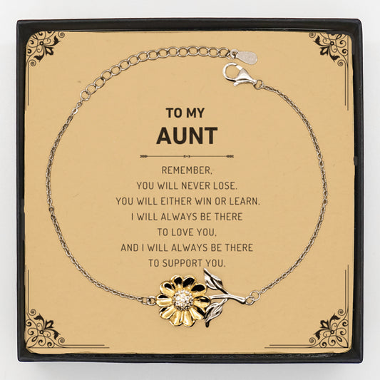 Aunt Gifts, To My Aunt Remember, you will never lose. You will either WIN or LEARN, Keepsake Sunflower Bracelet Birthday Christmas Gifts Ideas