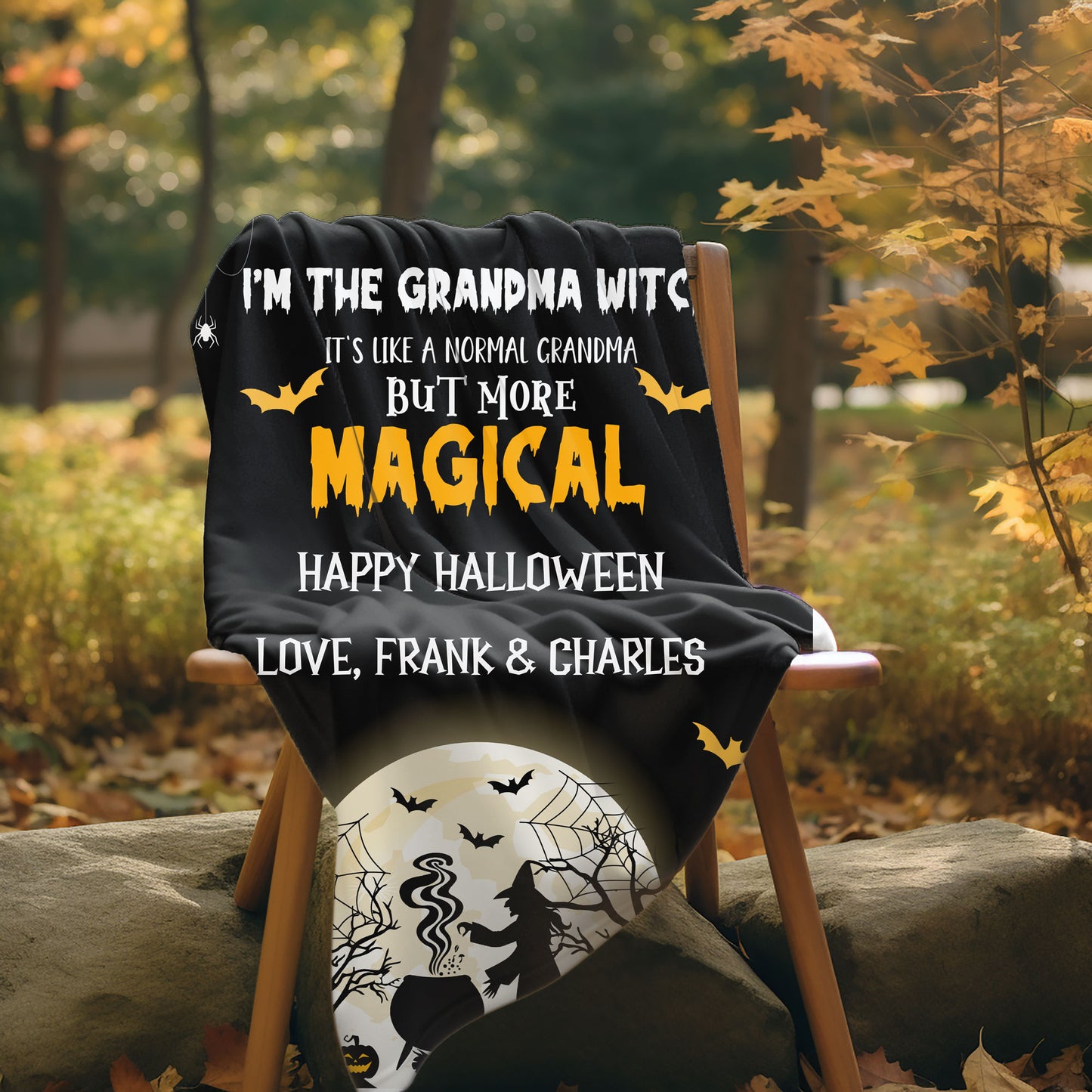 Halloween Personalized Mink Fleece Blanket - I'm the Grandma Witch But More Magical